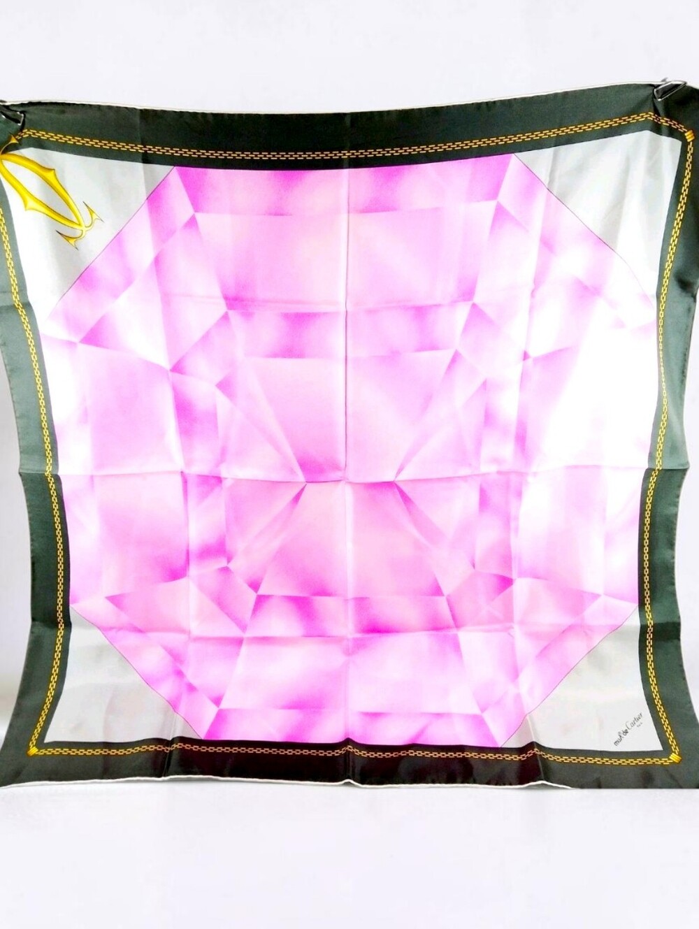 CARTIER Silk Scarf Pink Geometric Square